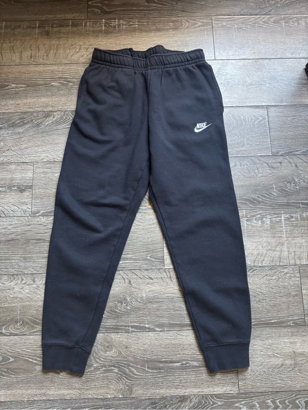 Nike Kids Black Jogger Sweatpants with White Swoosh
